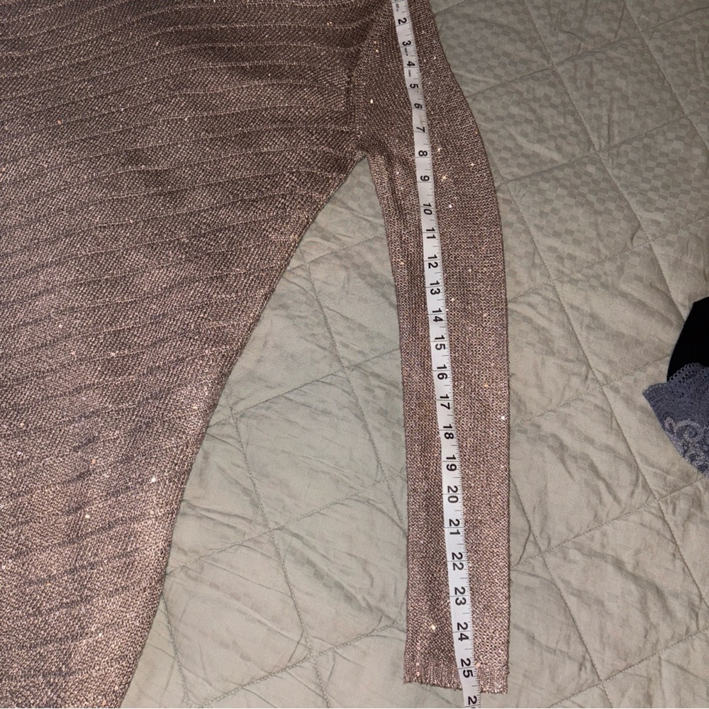 Apt 9 Sweater Gold Taupe XS Sparkly Thru out✨Long Sleeve Tunic Top Holiday Nice - Picture 10 of 13